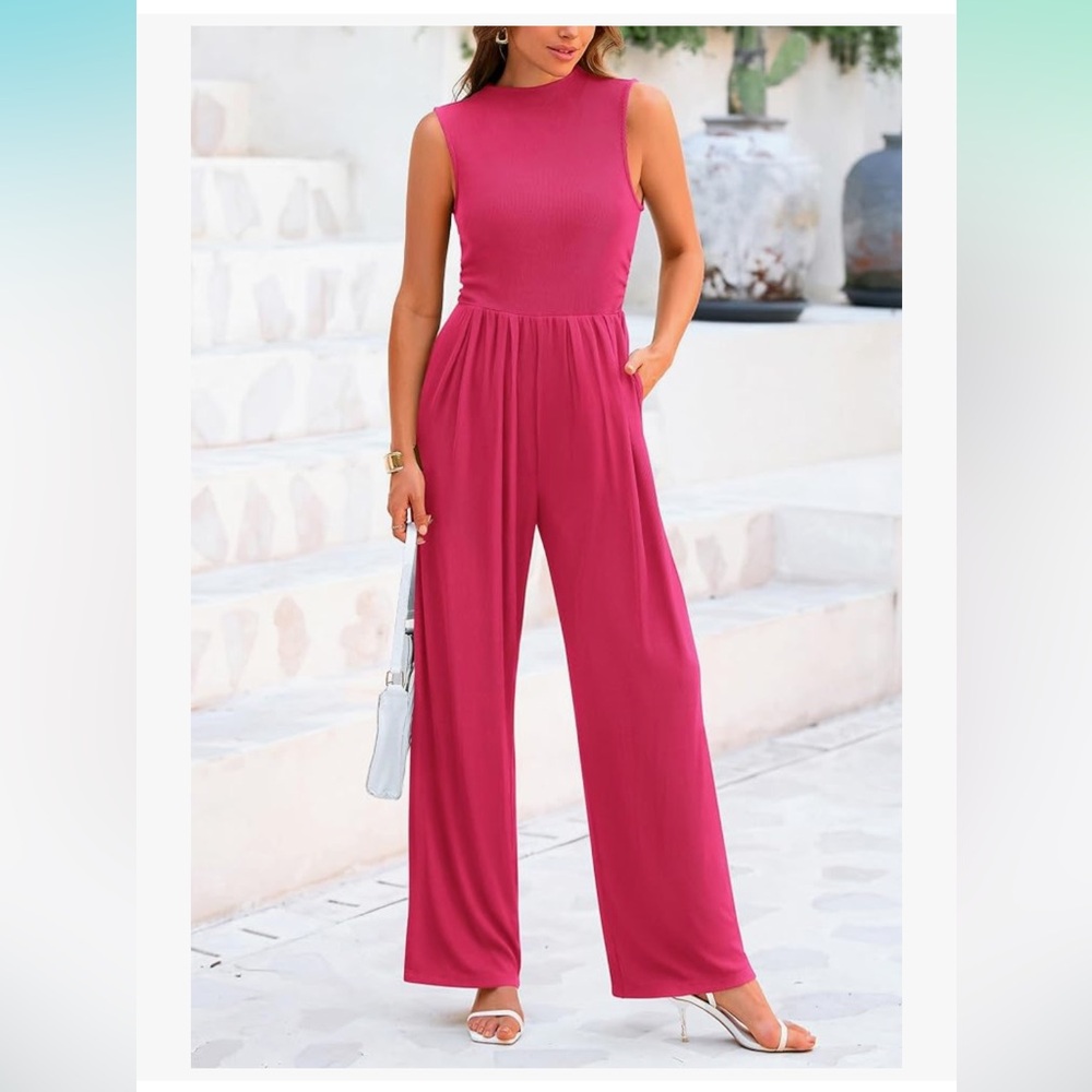 Hot Pink Sleeveless Jumpsuit